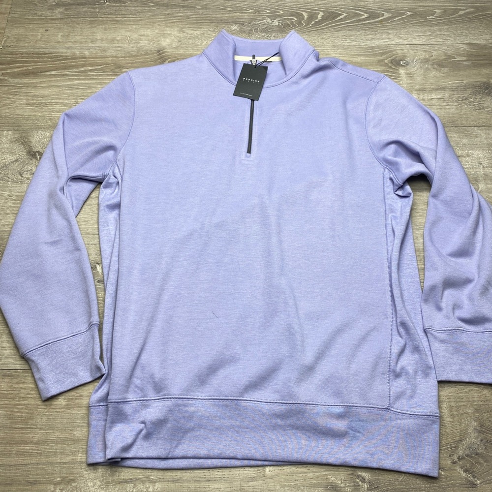 Dunning Golf Mens XL Quarter‎ Zip Pullover Regal Heather Purple Wool Blend NEW